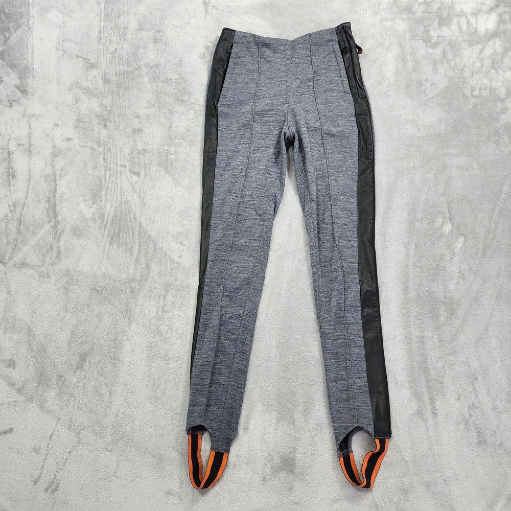 Alps & Meters Leggings Women 4 Gray Leather Panel Sterling High Rise Stirrup Ski